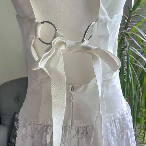 Anthropologie Pilcro Sleeveless Lace Drop Waist Midi Dress Ivory White NWT 8 - Picture 15 of 16